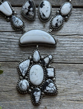 Load image into Gallery viewer, Navajo Sterling Silver White Buffalo Turquoise Lariat Necklace Set Mary Ellen