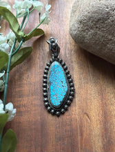 Load image into Gallery viewer, Navajo Sterling Silver Kingman Spiderweb Turquoise Pendant H Piasso