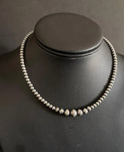 Load image into Gallery viewer, 4mm - 8mm Single Graduated Sterling Silver Oxidized Pearls Bead Necklace 14 Inch