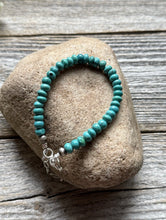 Load image into Gallery viewer, Sterling Silver Blue Green Turquoise 6mm 6 Inch Bead Bracelet Gift