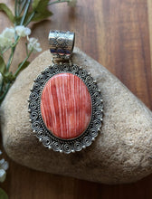 Load image into Gallery viewer, Native American Navajo Sterling Silver Orange Red Spiny Oyster Pendant Etta