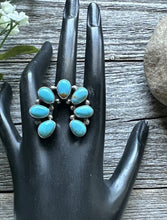 Load image into Gallery viewer, Native American Sterling Silver Turquoise Ring. Size 8.5. B Johnson