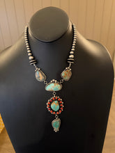 Load image into Gallery viewer, Navajo sterling silver royston turquoise lariat necklace