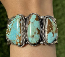 Load image into Gallery viewer, Navajo Sterling Silver Number 8 Turquoise Cuff Bracelet. C Yazzie Gift