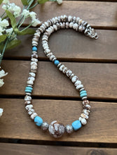 Load image into Gallery viewer, Sterling Silver Brown Wild Horse Turquoise Bead Necklace. 18 Inch. Gift
