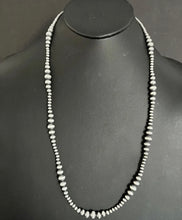 Load image into Gallery viewer, 4mm - 8mm Multi Graduated Sterling Silver Oxidized Pearls Bead Necklace 14 Inch