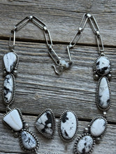 Load image into Gallery viewer, Navajo Sterling Silver White Buffalo Turquoise Lariat Necklace Set Mary Ellen