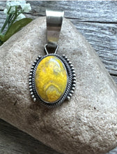 Load image into Gallery viewer, Navajo Sterling Silver Yellow Bumblebee Jasper Pendant RB