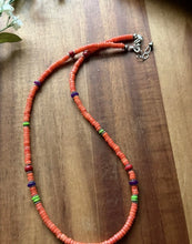 Load image into Gallery viewer, Sterling Silver Orange Bamboo Coral Multi Stone Bead Necklace. 18 Inch Gift