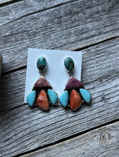 Load image into Gallery viewer, Navajo 925 Sterling Silver Multi Stone Cluster Earrings Marcella James