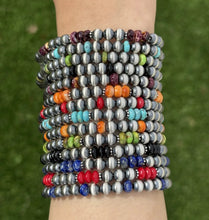 Load image into Gallery viewer, Lot of 14 Multi Stone 6mm 7 Inch 925 Sterling Silver Pearls Bead Bracelets Set