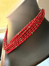 Load image into Gallery viewer, Sterling silver red coral necklace 24 inch