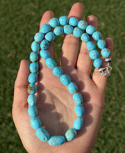 Load image into Gallery viewer, Sleeping Beauty Turquoise Sterling Silver Nuggets Bead Necklace 18 inch Gift
