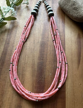 Load image into Gallery viewer, Sterling Silver Multi Strand Pink Coral Pearls Bead Necklace 22 inch Gift