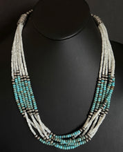 Load image into Gallery viewer, Sterling Silver Multi Strand MOP Mother Of Pearl Turquoise Bead Necklace 24 inch