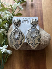 Load image into Gallery viewer, Navajo Sterling Silver Stamped Leaf Earrings. VJP Vincent