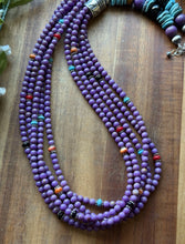 Load image into Gallery viewer, Sterling Silver Multi Strand Stone Purple Pearls Bead Necklace. 26 inch
