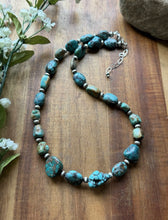 Load image into Gallery viewer, Sterling Silver Turquoise Nuggets Multi Stone Bead Necklace. 18 inch