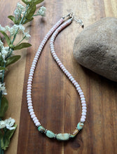 Load image into Gallery viewer, Sterling Silver Pink Conch Green Turquoise Nuggets Bead Necklace 18 inch Gift