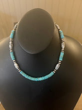 Load image into Gallery viewer, Sterling silver  turquoise wb turquoise bead necklace 18 inch