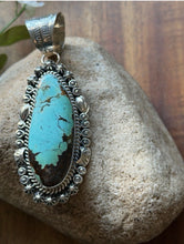 Load image into Gallery viewer, Navajo Sterling Silver Blue Turquoise Handmade Pendant K Yazzie Gift