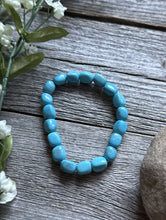 Load image into Gallery viewer, Blue Turquoise Nuggets 7 Inch Stretch Elastic Stretchy Bead Bracelet Gift