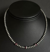 Load image into Gallery viewer, Sterling Silver 4mm Pearls Purple Spiny Oyster Bead Necklace Choker 14 inch