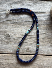 Load image into Gallery viewer, Lapis Multi Stone Color Sterling Silver Bead Necklace. 18 inch Gift