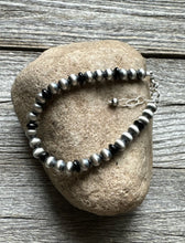 Load image into Gallery viewer, Black Onyx 6mm 7 Inch 925 Sterling Silver Pearls Bead Bracelet