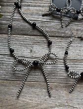 Load image into Gallery viewer, Bow Sterling Silver Black Onyx 4mm Pearls Bead Necklace Earrings Bracelet Set