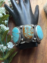 Load image into Gallery viewer, Navajo Sterling Silver Blue Number 8 Turquoise Cuff Bracelet RY