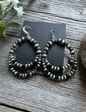 Load image into Gallery viewer, Southwestern Sterling Silver Black Onyx Pearls Double Loop Earrings 2.5 Inch