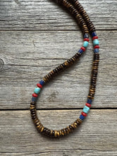 Load image into Gallery viewer, Southwestern Multi Stone Sterling Silver Tigers Eye Bead Necklace 18 inch