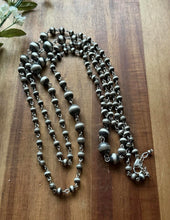Load image into Gallery viewer, Sterling Silver Graduated 6mm to 12mm Pearls Rosary Bead Necklace. 60 Inch. Gift