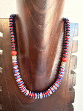 Load image into Gallery viewer, Sterling silver lapis coral bead necklace 18 inch