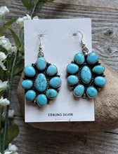 Load image into Gallery viewer, Navajo Sterling Silver Blue Turquoise Cluster Earrings RB