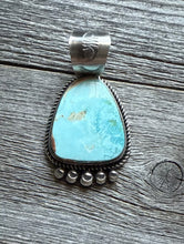 Load image into Gallery viewer, Navajo Sterling Silver Blue Royston Turquoise Pendant. RY Gift