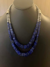 Load image into Gallery viewer, Sterling silver lapis multi strand necklace 24inch
