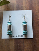 Load image into Gallery viewer, Sterling Silver Blue Turquoise Bead Drop Earrings. 1.75 Inch
