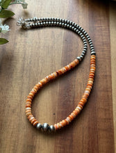 Load image into Gallery viewer, Sterling Silver Orange Spiny Oyster W Multi Bead Pearls Necklace. 18 Inch. Gift