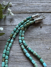 Load image into Gallery viewer, Sterling Silver Multi 2 Strand Blue Green Turquoise Bead Necklace. 20 inch