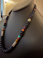 Load image into Gallery viewer, Sterling silver lapis graduated turquoise 24 inch