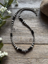 Load image into Gallery viewer, Black Onyx Multi Graduated Sterling Silver Pearls Bead Necklace 18 inch 4mm -8mm