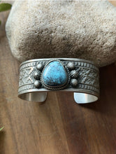 Load image into Gallery viewer, Navajo Native American Sterling Silver Turquoise Cuff Bracelet Maloney