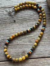 Load image into Gallery viewer, Bumblebee Jasper Multi Stone Color Sterling Silver Bead Necklace. 18 inch Gift