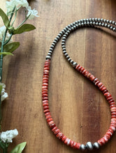 Load image into Gallery viewer, Sterling Silver Red Spiny Oyster W Multi Bead Pearls Necklace. 18 Inch. Gift
