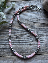 Load image into Gallery viewer, Southwestern Sterling Silver Pink Conch W Pearls Bead Necklace 18 inch Gift