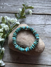 Load image into Gallery viewer, Blue Green Turquoise Nuggets 7 Inch Stretch Elastic Stretchy Bead Bracelet Gift