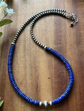 Load image into Gallery viewer, Sterling Silver Blue Lapis W Multi Bead Pearls Necklace. 18 Inch. Gift