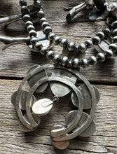 Load image into Gallery viewer, Navajo Sterling Silver White Water Turquoise Squash Blossom Pearls Necklace G